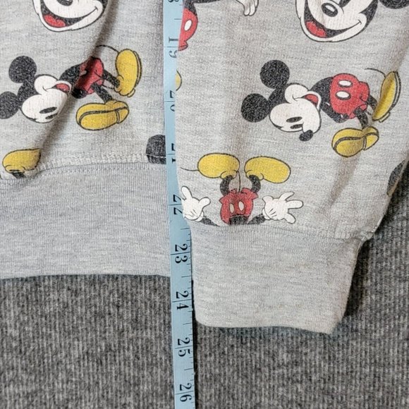Disney Mikey Mouse Hoodie Womens Medium Gray All over Print Classic Sweatshirt - Picture 4 of 14